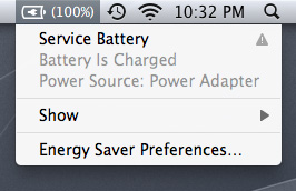macOS shows "Service Battery" indicator